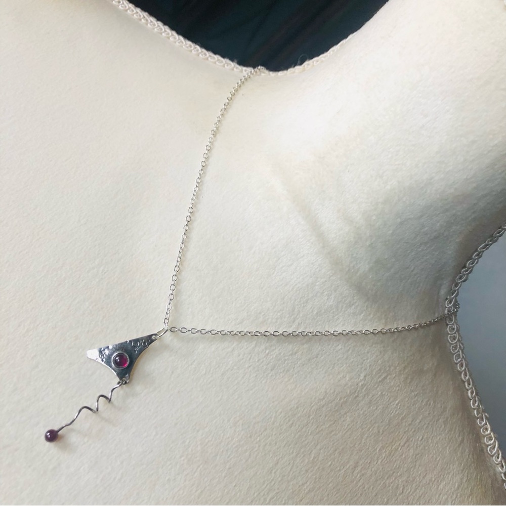 Handcrafted pyrope garnet sterling pendant on chain necklace